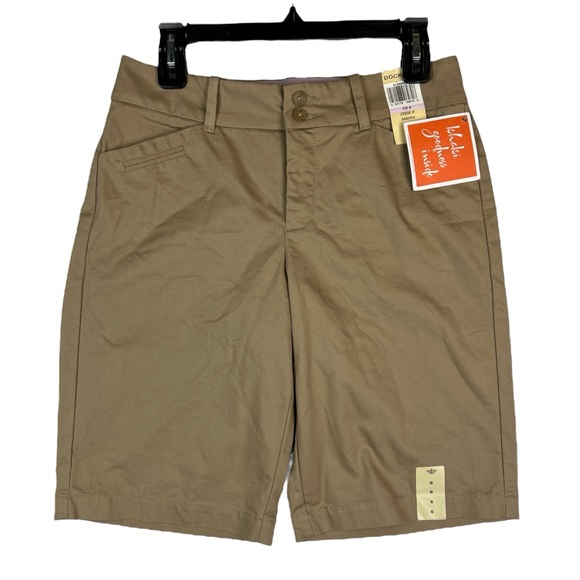NEW Dockers Khaki Bermuda Shorts Womens Size 6 Tan - Picture 1 of 13